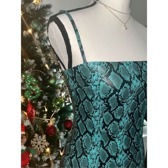 TIGER MIST BLUE FAUX LEATHER DRESS - Picture 2 of 4